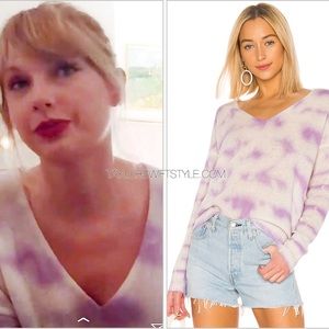 100% CASHMERE 360 cashmere itzel tie dye knit v neck sweater